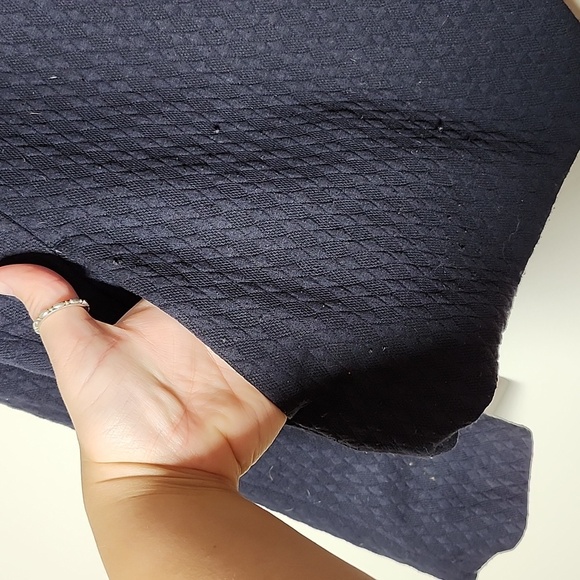 Rachel Rachel Roy navy blue quilted two button wrap blazer cardigan sweater med - Picture 9 of 9